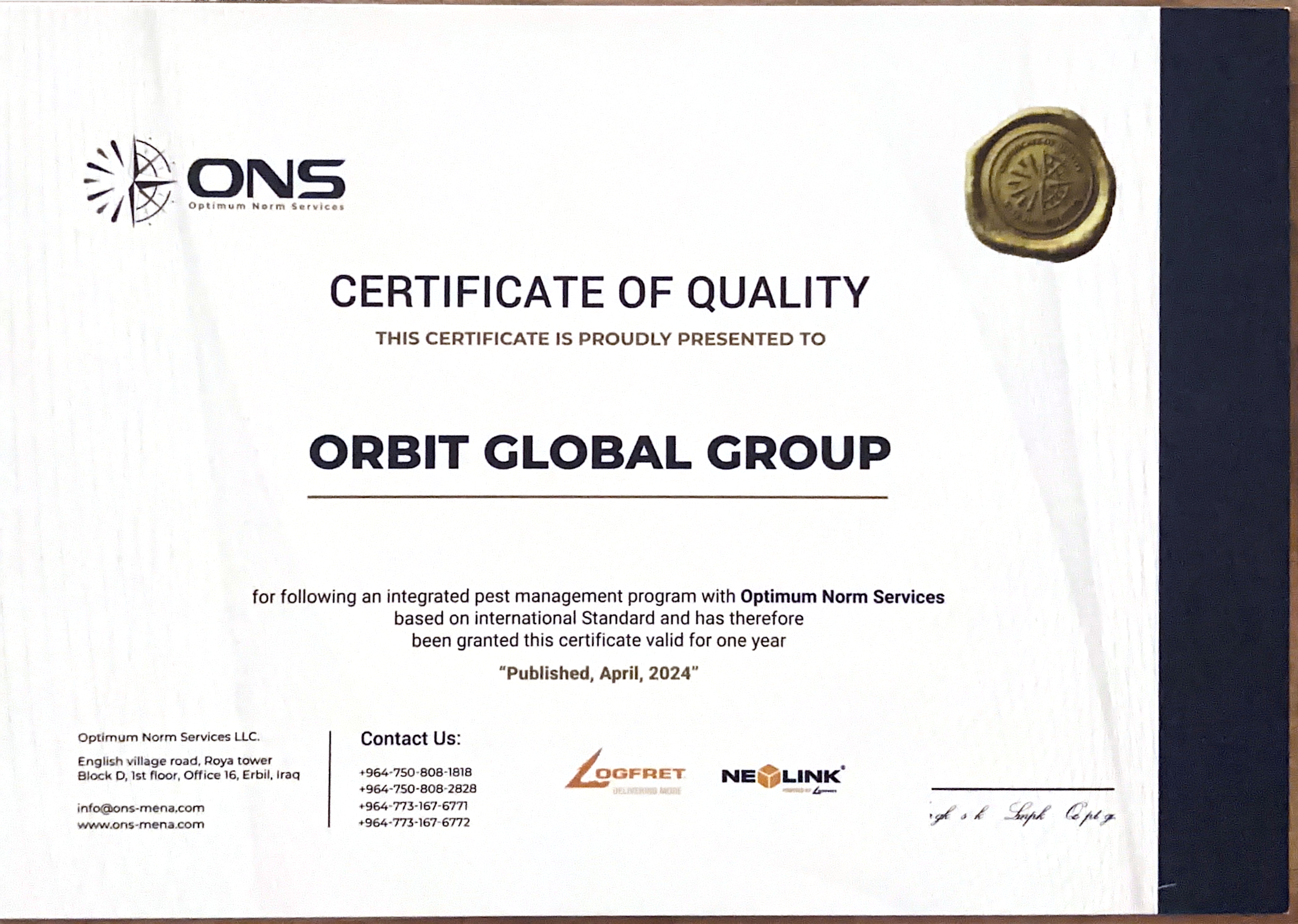 Recommendation letter 09 for Orbit Global